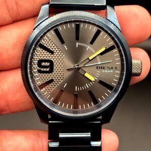 Diesel Rasp NSBB DZ1872 Mens Watch 46mm Blue IP Steel Bracelet 5BAR Quartz NIBWT